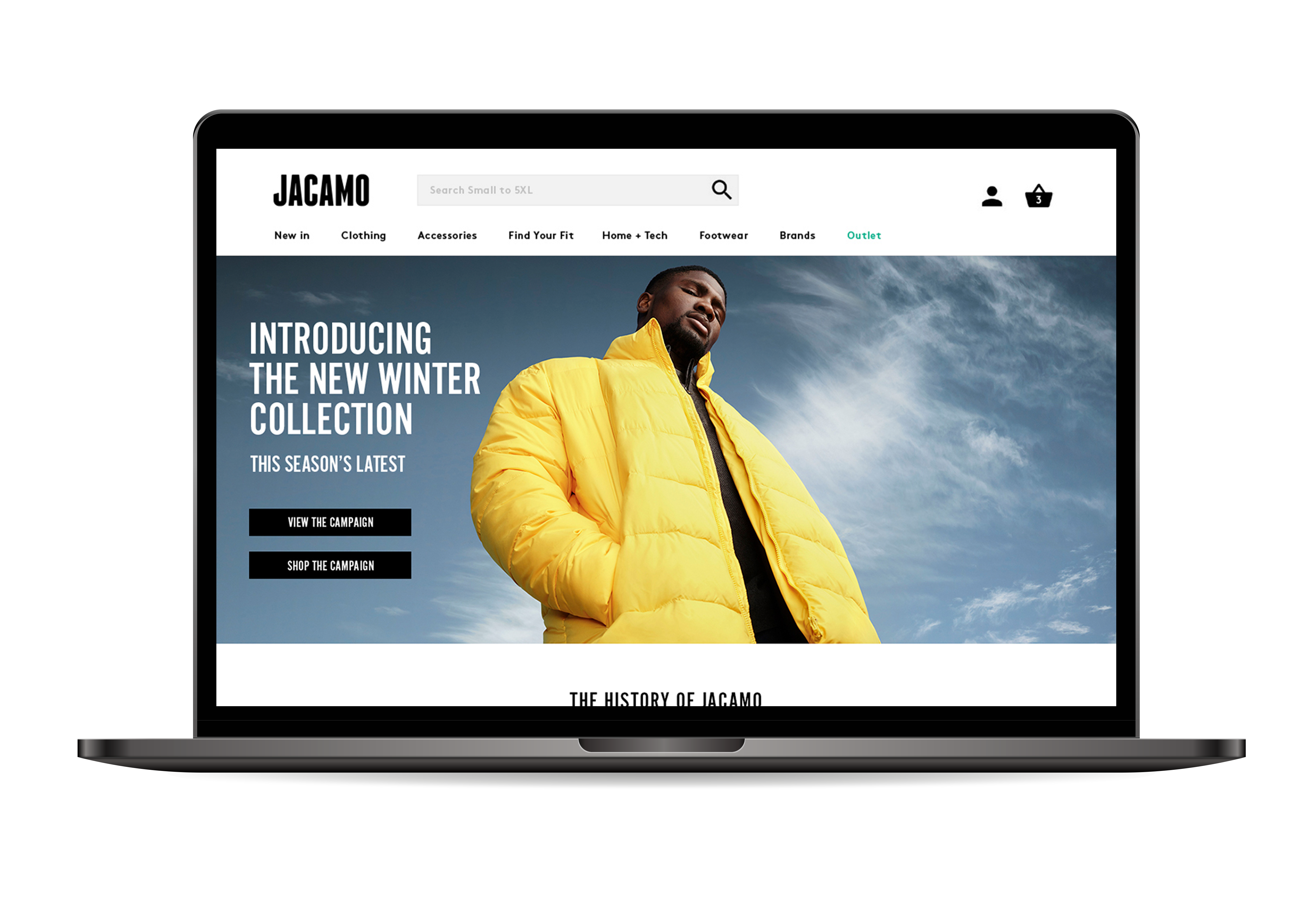 Jacamo winter collection campaign homepage
