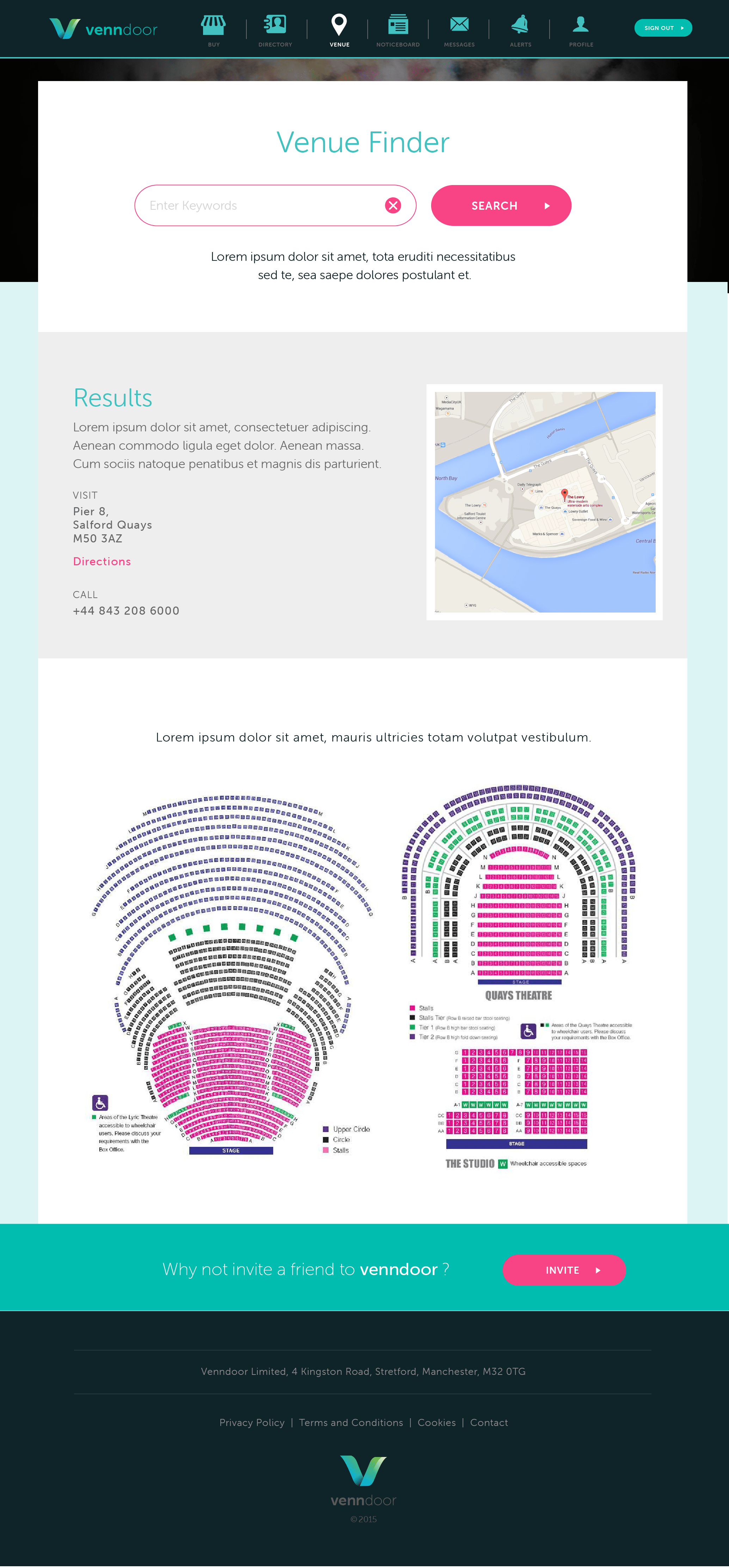 Venndoor website venuse finder page