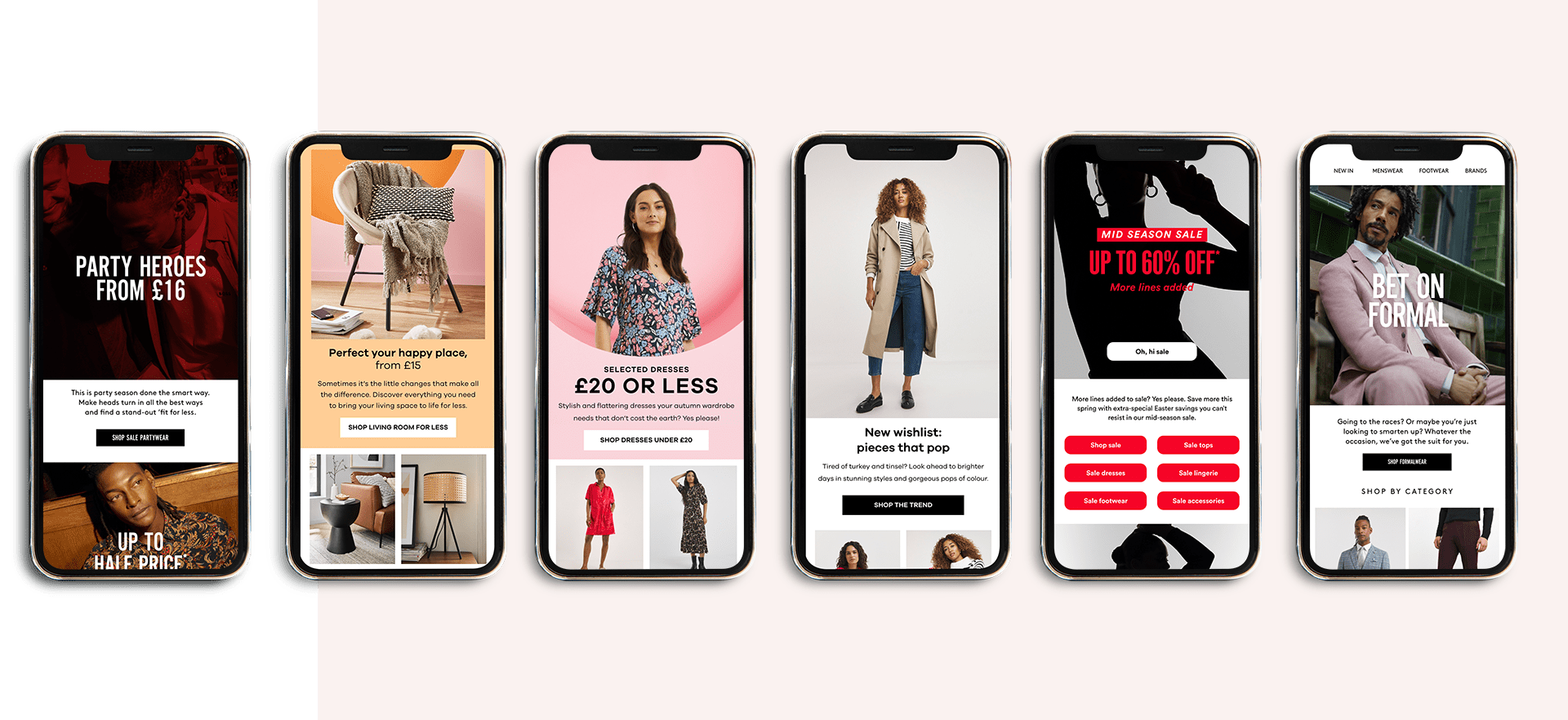 Examples of email design on mobile screens