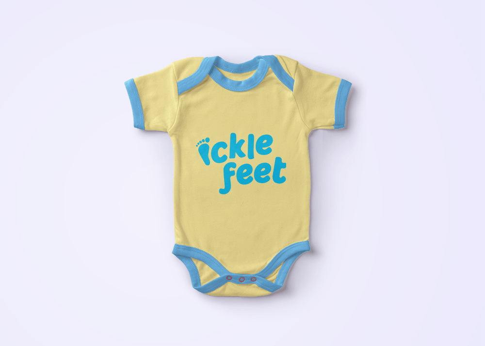 Ickle feet logo on baby grow