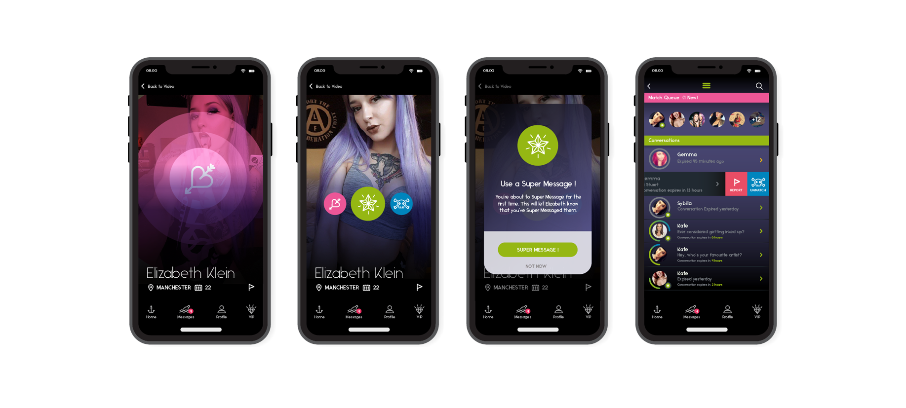 Dating Ink app screens on mobile