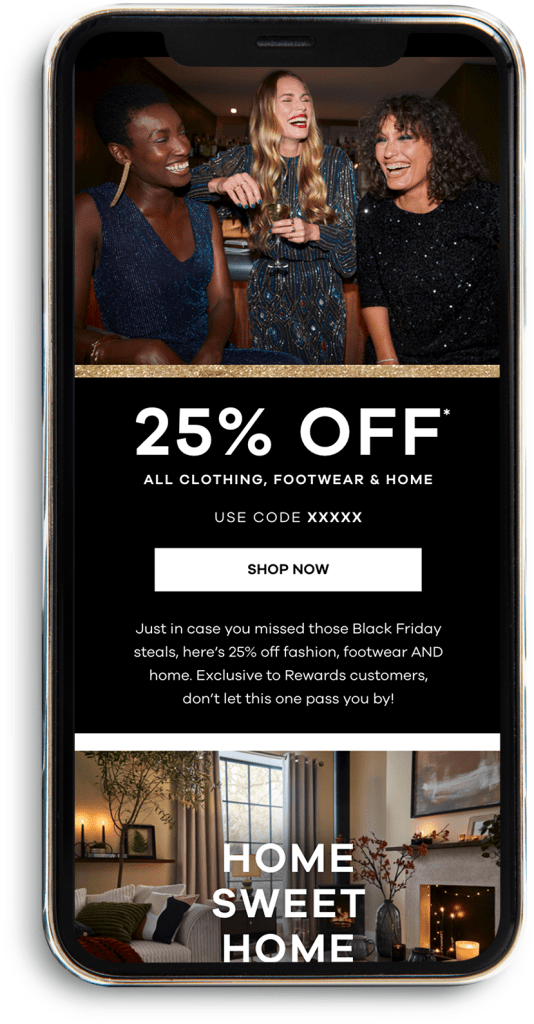 JD Williams sale email on mobile screen