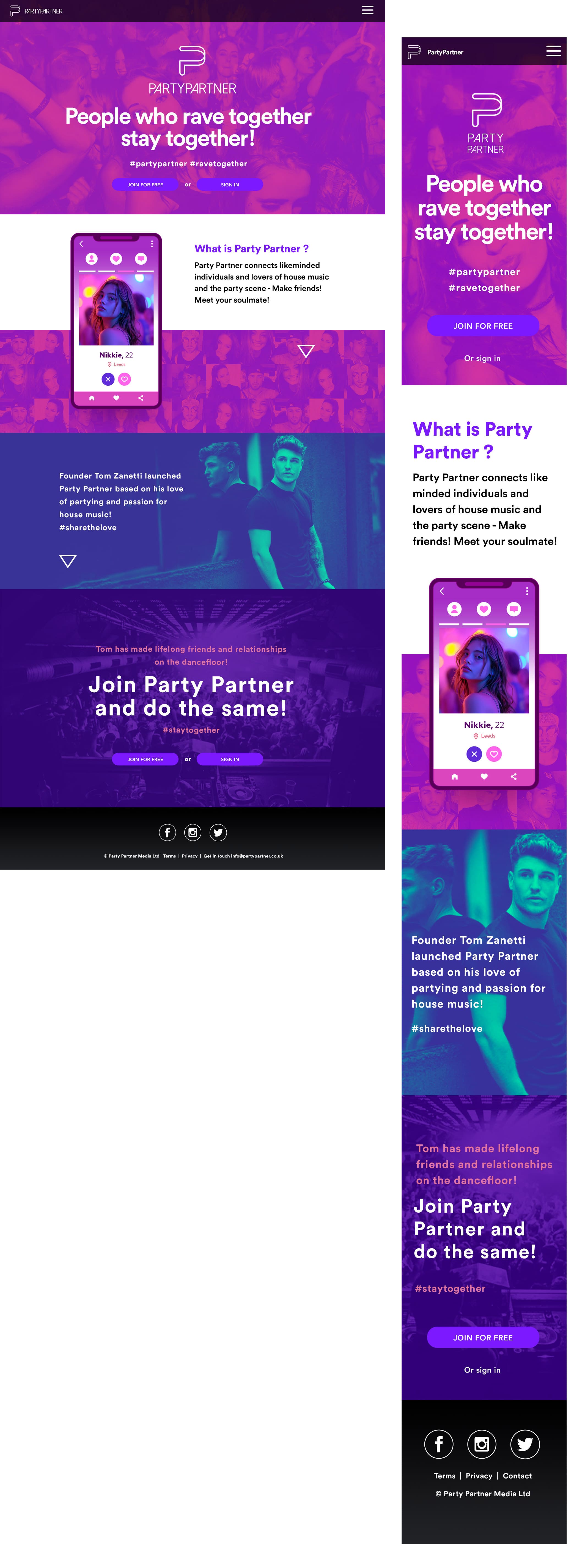 Party Partner web page