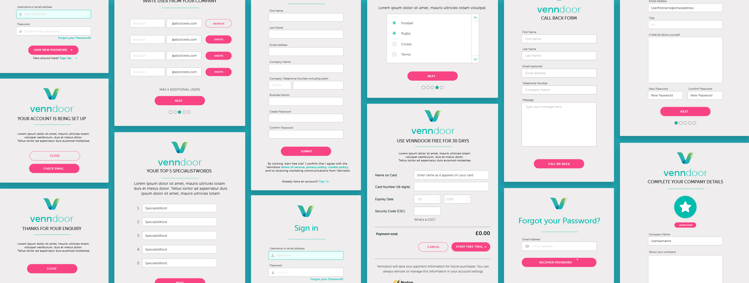 Venndoor website modals 