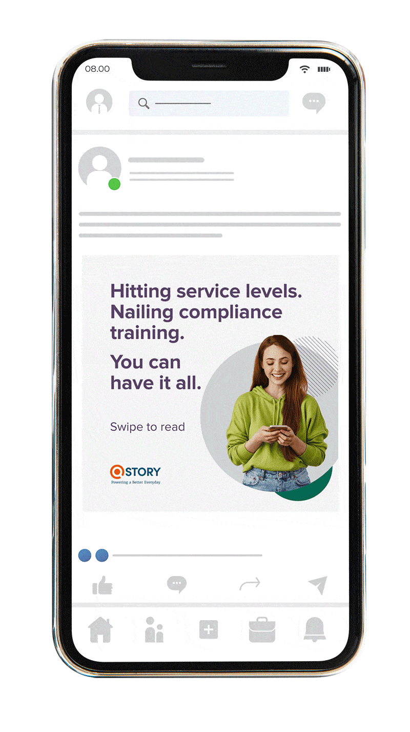 QStory social media post on mobile