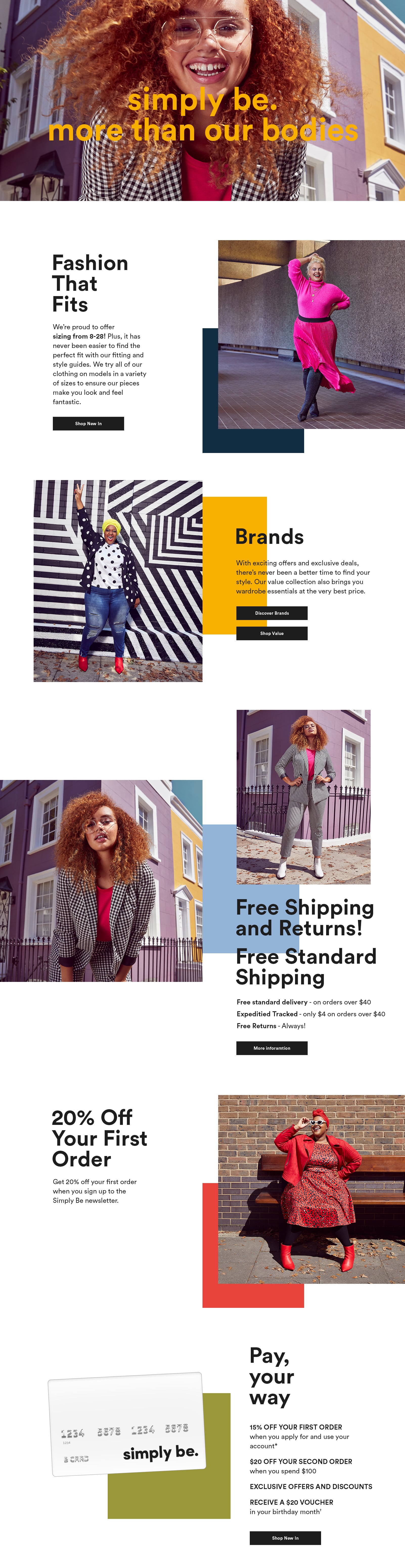 Simply Be landing page