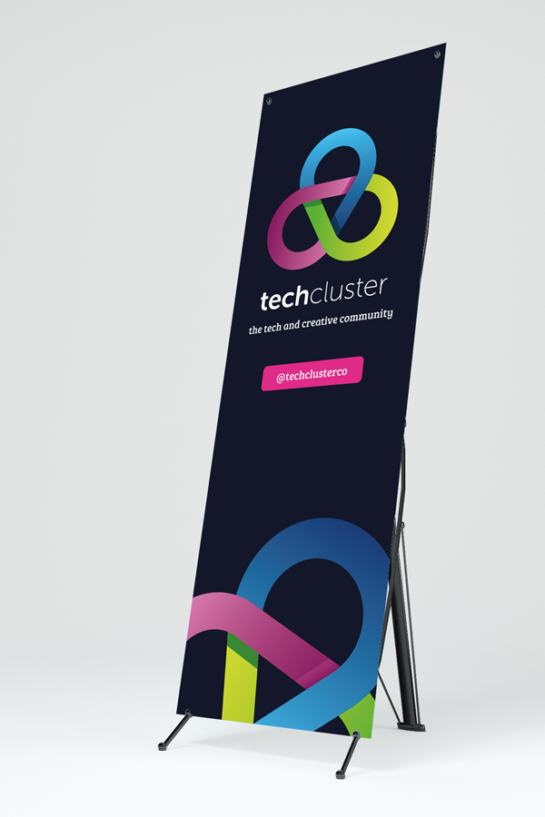 Tech Cluster logo on pop up banner