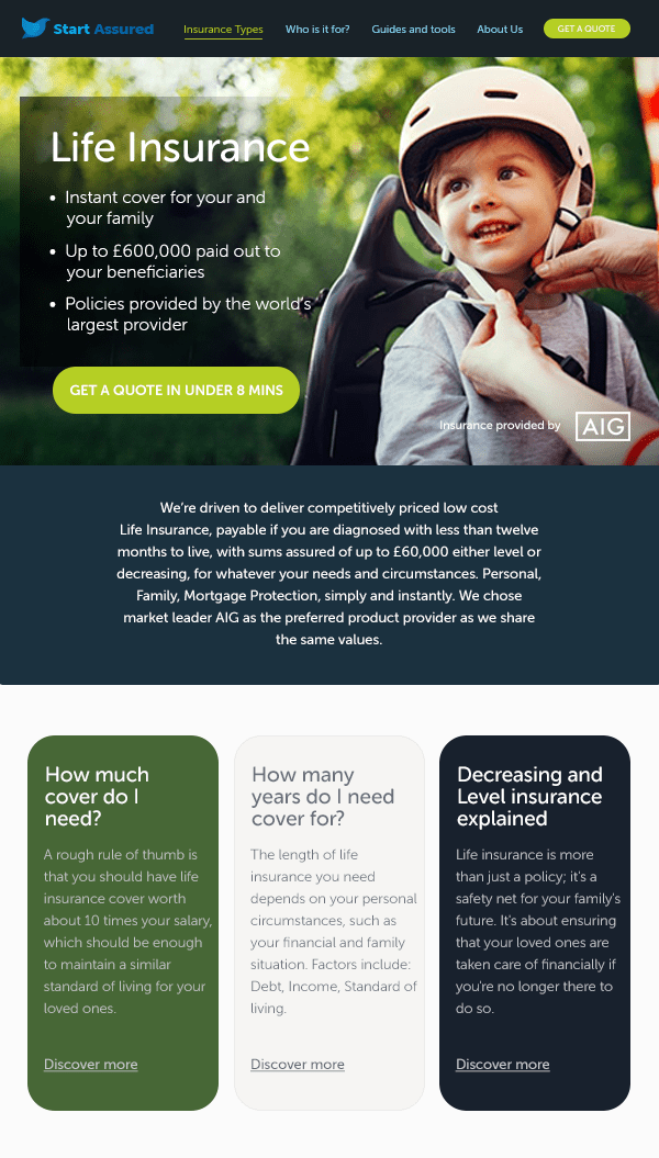 Start Assured website home page