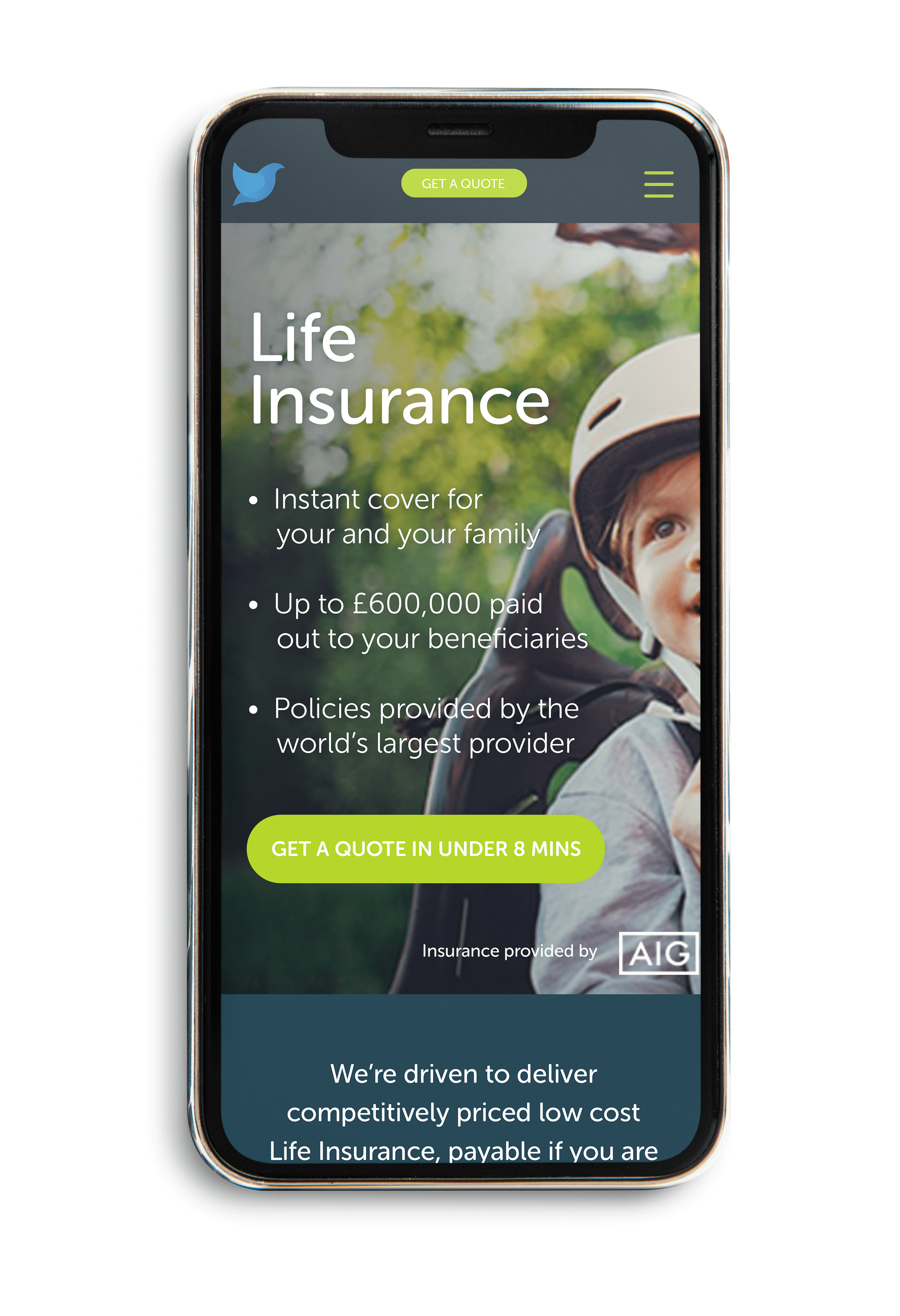 Start Assured website home page on mobile