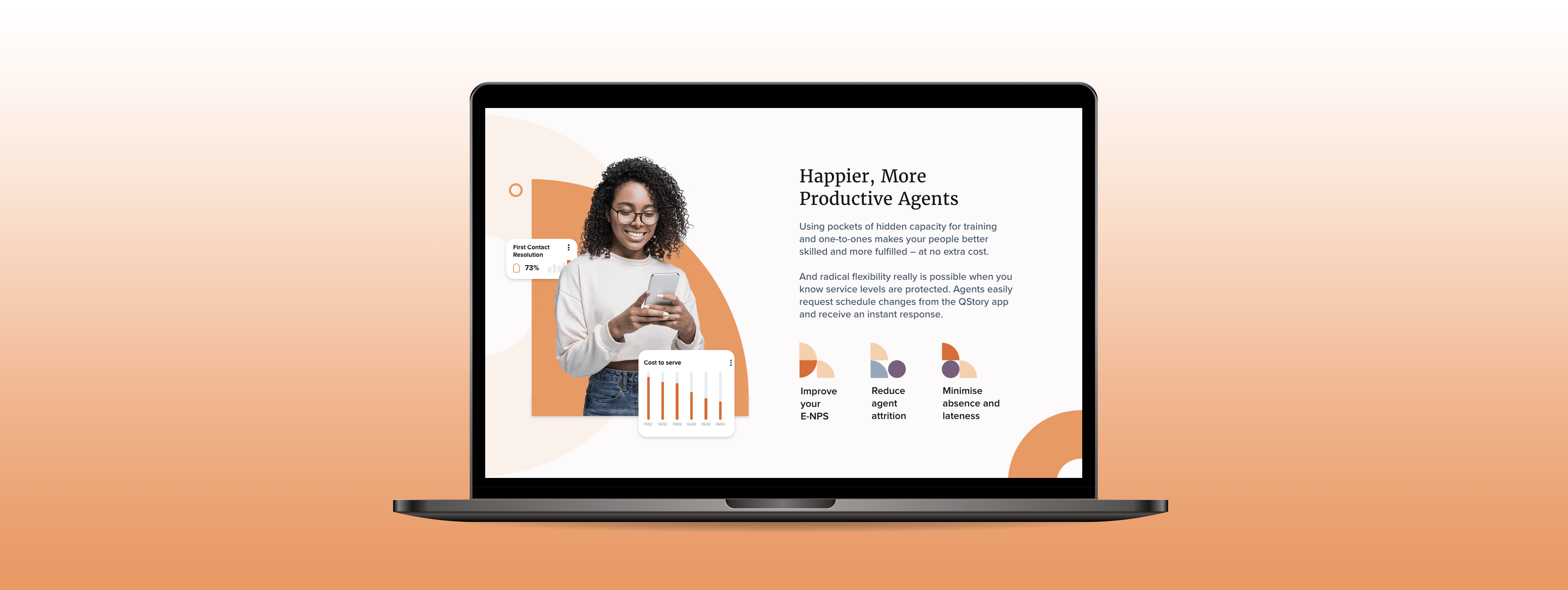 Qstory Home page on laptop